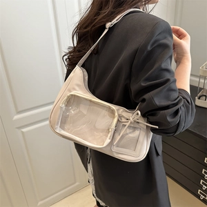 Damen Ita Bag Transparente PVC PU Leder Schultertasche Mit Schleife Dekor Klares Fenster Display Hobo Handtasche Streetwear