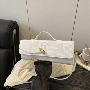 Borsa A Tracolla Da Donna In Pelle PU Coccodrillo Elegante Borsa A Mano Rettangolare Con Fibbia A Nodo Dorato
