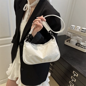 Women Snake Skin Pattern PU Leather Underarm Bag Retro French Style Shoulder Bag With Silver Metal Hardware Zipper Closure Daily Handbag