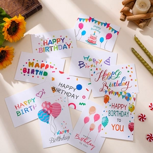10Pcs Happy Birthday Greeting Cards Set With Envelopes Simple Creative Paper Message Cards For Birthday Party Celebration