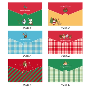Set of six cute cartoon Christmas folding cards with festive reindeer and Santa designs