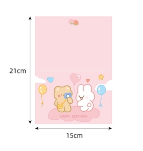 Pink 3D bear birthday card with cute balloon illustrations 21cm x 15cm dimensions
