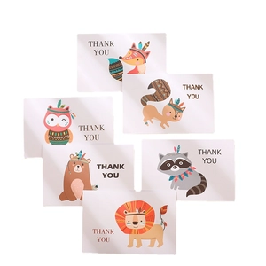 Set of 6 forest animal thank you cards with fox and owl boho themed designs