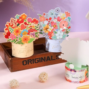 Lot de cartes de vœux 3D fleurs pop-up pour la fête des profs avec enveloppes