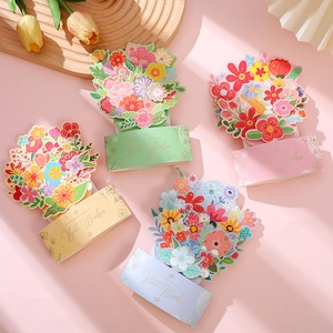 Lot de cartes de vœux florales 3D avec texte doré Best Wishes et leurs enveloppes