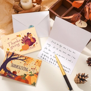 Lot de cartes de remerciement pliées pour Thanksgiving avec motifs d'automne
