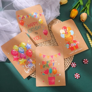 Cute animal birthday kraft paper gift bags with balloons and giraffe prints in a set of 24