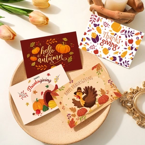 Cartes de Voeux pour l'Action de Grâces Avec Enveloppes Motif Récolte d'Automne Citrouille Dindon Cartes Message Cadeaux