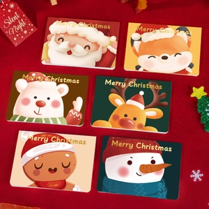 Cartes De Vœux De Noël Avec Enveloppes Marquage À Chaud Dessin Animé Père Noël Renne Ours Polaire Bonhomme De Neige Cartes