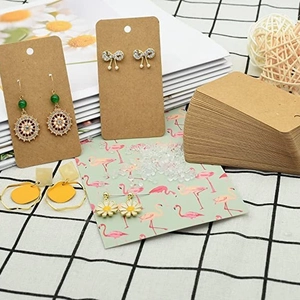 Brown kraft paper earring display cards with hanging holes for jewelry packaging set