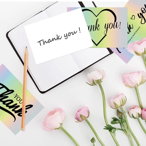 Regenbogen-Dankeskarten-Set für Kleinunternehmen mit Blumen- und Schreibdekor