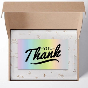 Regenbogenfarbene Dankeskarten im Set mit dekorativem Seidenpapier in Geschenkbox