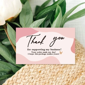 Minimalist pink abstract Thank You cards for small business packaging 30-pack sets