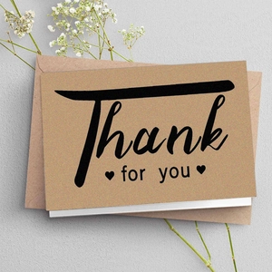 Vintage Kraft Paper Thank You Cards Heart Design Business Gift Stationery For Wedding Party Small Business Supporters