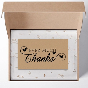 Brown kraft gift box set with printed thank you cards and pattern tissue paper
