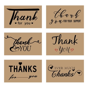 Set of 30 brown kraft paper thank you cards with assorted minimalist heart designs