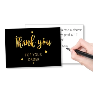 Business Thank You Cards Black Gold Minimalist Note For Small Business Order Packaging Paper Customer Appreciation Stationery