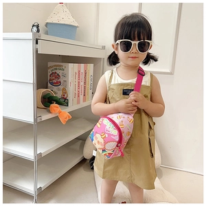 Pink Capybara cartoon crossbody bag for kids with adjustable strap and sports pattern