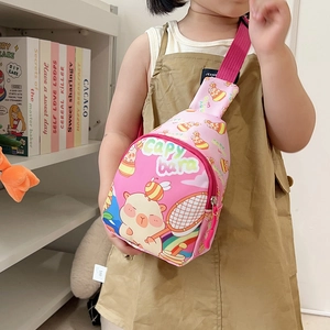 Cute Capybara Cartoon Print Kids Chest Bag Nylon Lightweight Adjustable Strap Crossbody Waist Pack For Boys Girls