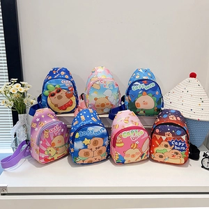Kids cute Capybara cartoon crossbody bags in multiple colors with adjustable straps