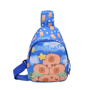 Blue kids capybara chest bag with adjustable strap for casual daily outdoor use