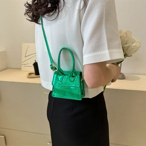 Trendige Mini Handtasche Damen Krokodilprägung Metallisch Steintextur Quadratische Umhängetasche Kleine Tasche Alltag Trendy