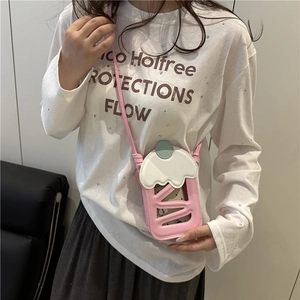 Pink cherry cake shaped crossbody phone bag for women with creative hollow out design