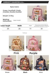 Guide des tailles détaillé pour le sac à dos léger de dessin animé capybara pour enfants