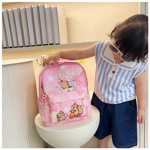 Sac à dos rose pour enfants avec motif Capybara mignon et texte Relax
