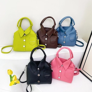 Litchi pattern leather crossbody bag with creative shirt design in multiple vibrant colors