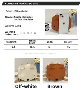 Tableau des tailles et détails du sac bandoulière renard en similicuir PU