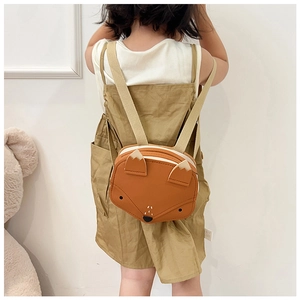 Détail du sac à dos renard pour enfants en cuir PU avec bandoulières en tissu tressé