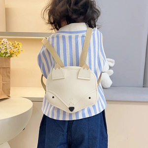 Petit sac à bandoulière dessin animé renard pour enfants en similicuir blanc crème