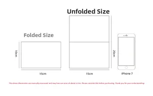 Detailed size chart showing folded 15x10cm and unfolded 15x20cm Christmas card dimensions