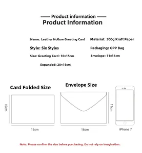 Kraft greeting card dimensions showing 10x15cm folded size and 20x15cm unfolded size