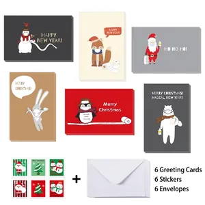 Holiday card set with masks and funny quarantine designs, 6 cards with envelopes
