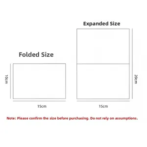 Tabla de tallas detallada para tarjetas: formato plegado 10x15cm y desplegado de 20x15cm