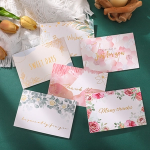 Cartes de Voeux Motif Marbre Floral Marquage à Chaud Avec Enveloppes Pour Mariage Anniversaire Thanksgiving Fête