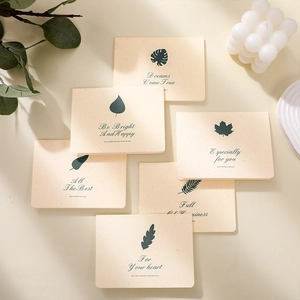 Set of 6 aesthetic greeting cards with minimalist botanical leaf patterns and envelopes