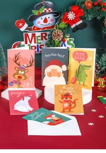 Lot de six cartes de vœux de Noël colorées avec renne, ours et renard et enveloppes
