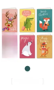 Vue détaillée de six cartes de Noël avec de jolies illustrations d'animaux et enveloppes