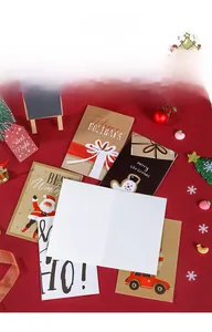 Detailed view of creative Christmas greeting cards with vintage festive patterns and envelopes