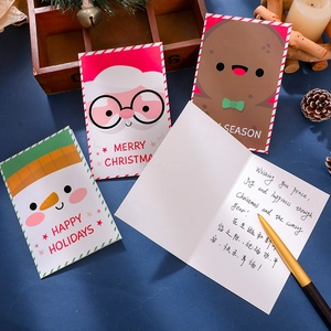 Set of 6 creative Christmas greeting cards with cartoon characters and matching envelopes