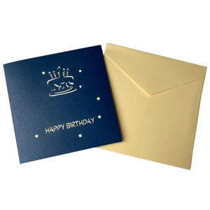 Detail of 3D pop-up birthday card with hollow cake design and envelope set