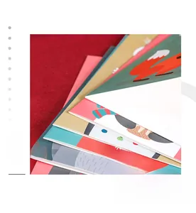 Detailed stack of festive Christmas cards with minimalist snowman and fox cartoon designs