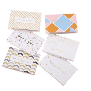 Set di 6 biglietti di ringraziamento dorati con buste e design geometrici minimalisti