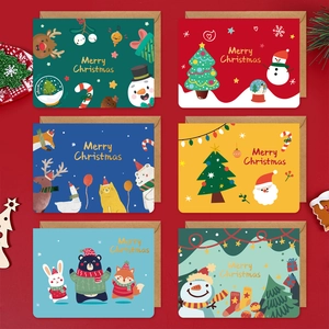 Set di 6 simpatici biglietti di auguri natalizi con buste e illustrazioni di animali