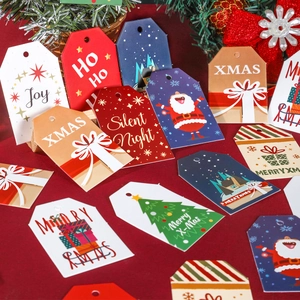Christmas Gift Tags Cardboard Hanging Labels Santa Claus Tree Snowflake Pattern Printing DIY Baking Package Festival Decor