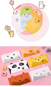 Détails de jolis sets d'enveloppes animaux avec papier à lettres ligné assorti
