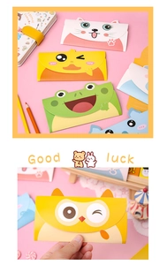 Gros plan d'enveloppes d'animaux mignons avec des motifs de chat et grenouille pour cartes